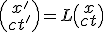 LaTeX: \begin{pmatrix} x' \\ ct' \end{pmatrix} = L \begin{pmatrix} x \\ ct \end{pmatrix}
