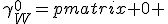 LaTeX: \gamma^0_W=\begin{pmatrix} \mathbf{0} & I\\I & \mathbf{0}  \end{pmatrix}