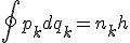 LaTeX: \oint p_k dq_k = n_k h