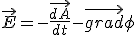 LaTeX: \vec E = -\frac{\vec{dA}}{dt} - \vec{grad} \phi