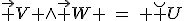 LaTeX: \vec V \wedge\vec W \hspace{4}=\hspace{4} \breve U
