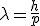 LaTeX: {\lambda=\frac{h}{p}}