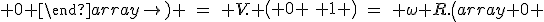 LaTeX: \omega.\left(\begin{array} \alpha & \beta \\ \delta& \eta \end{array}\right). R.\left(\begin{array} 1 & 0 \\ 0 & 1 \end{array}\right)\hspace{5}=\hspace{5} \omega R.\left(\begin{array} 0 & -1 \\ 1 & 0 \end{array}\right) \hspace{5}=\hspace{5} V. \left(\begin{array} 0 & -1 \\ 1 & 0 \end{array}\right)
