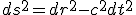 LaTeX: ds^2=\left.dr^2-c^2dt^2\right.