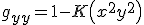 LaTeX: g_{yy} =1 - K\left( x^2 + y^2\right) 