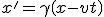 LaTeX: x'=\gamma\left(x-vt\right)