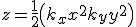 LaTeX: z= \frac12 \left(k_{x} x^2 + k_{y} y^2 \right) 